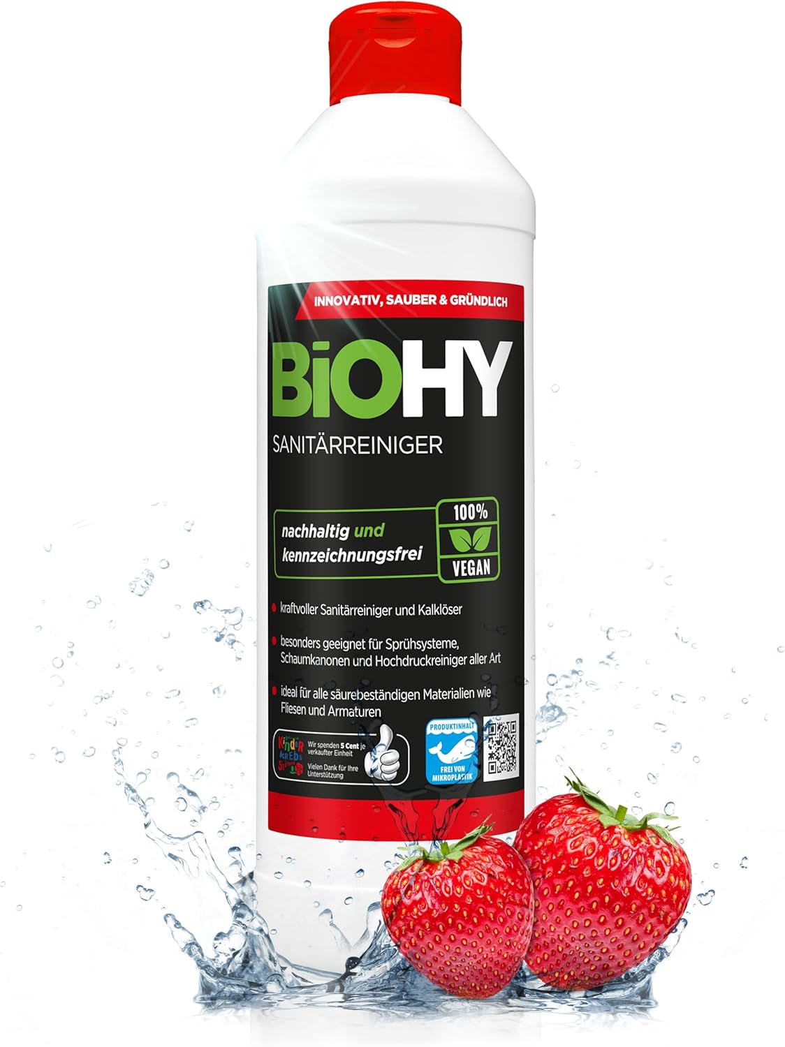 BiOHY Limpiador sanitario (1 botella de 500ml) | Concentrado de cal para el área sanitaria | Deja un agradable y fresco aroma | EXTRA FUERTE (Sanitärreiniger)
