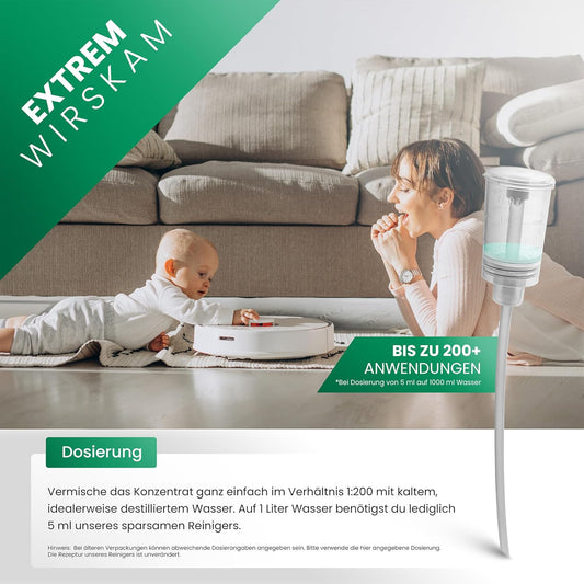 BiOHY Limpiador de suelos para todos los robots con aroma primaveral (250 ml) | Detergente concentrado para todos los robots limpiadores y aspiradores con función húmeda | Sin espuma y sin rayas |