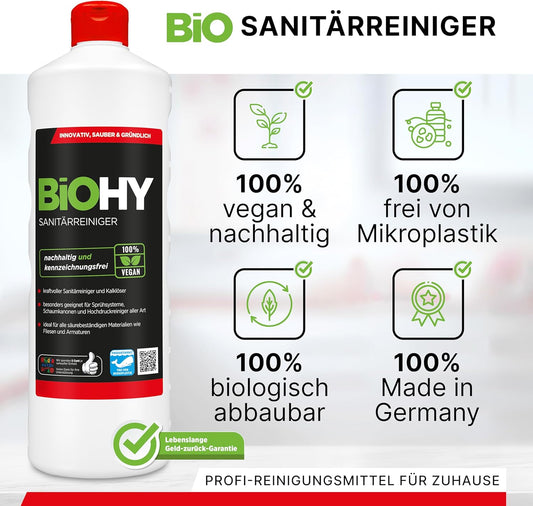 BiOHY Limpiador sanitario (1 botella de 500ml) | Concentrado de cal para el área sanitaria | Deja un agradable y fresco aroma | EXTRA FUERTE (Sanitärreiniger)