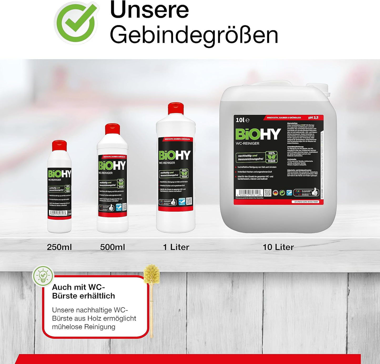 BiOHY WC limpiador (1 botella de 1 litro) | Gel limpiador viscoso, concentrado | ideal contra las escamas de orina (WC-Reiniger)