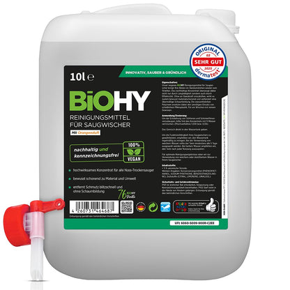 BiOHY Limpiador de suelos para todos los robots con aroma a naranja (500 ml) | Detergente concentrado para todos los robots limpiadores y aspiradores con función húmeda | Sin espuma y sin rayas | Para