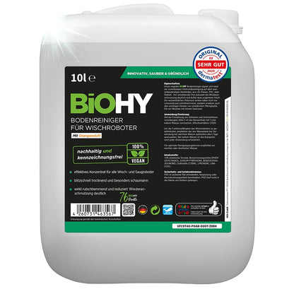 BiOHY Limpiador de suelos para todos los robots con aroma a naranja (500 ml) | Detergente concentrado para todos los robots limpiadores y aspiradores con función húmeda | Sin espuma y sin rayas | Para