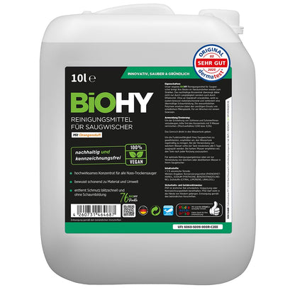 BiOHY Limpiador de suelos para todos los robots con aroma a naranja (500 ml) | Detergente concentrado para todos los robots limpiadores y aspiradores con función húmeda | Sin espuma y sin rayas | Para