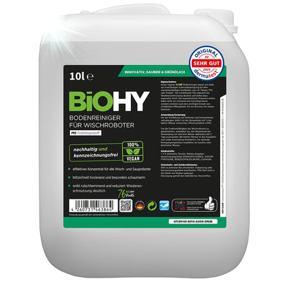 BiOHY Limpiador de suelos para todos los robots con aroma a naranja (500 ml) | Detergente concentrado para todos los robots limpiadores y aspiradores con función húmeda | Sin espuma y sin rayas | Para