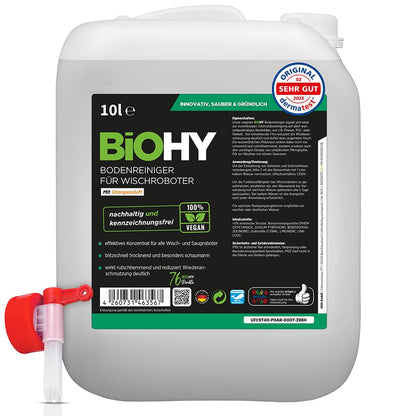 BiOHY Limpiador de suelos para todos los robots con aroma a naranja (500 ml) | Detergente concentrado para todos los robots limpiadores y aspiradores con función húmeda | Sin espuma y sin rayas | Para