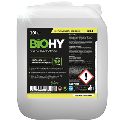 BiOHY Champú para coches (1 botella de 1 litro) | excelente poder de limpieza y formación de espuma | Produce una fragancia fresca y duradera (KFZ Autoshampoo)
