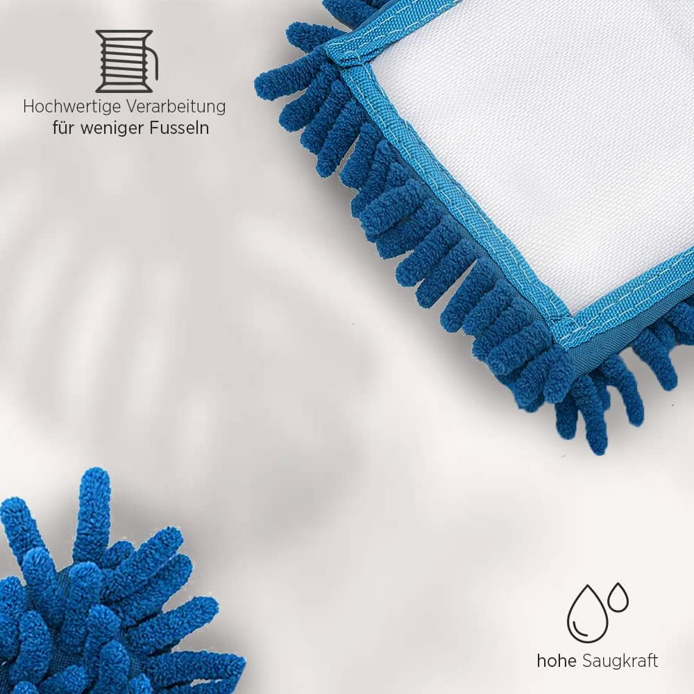 BiOHY Mopa | Mopa de chenilla | Mopa de microfibra azul 50 cm (individual) | Ideal para limpiar superficies delicadas y lisas (Mopp)