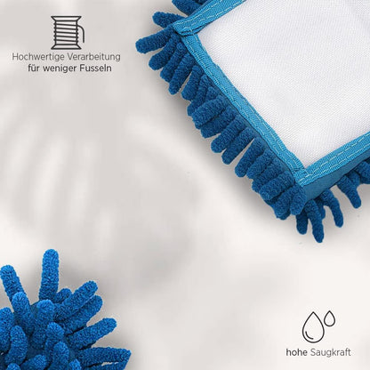 BiOHY Mopa | Mopa de chenilla | Mopa de microfibra azul 50 cm (individual) | Ideal para limpiar superficies delicadas y lisas (Mopp)