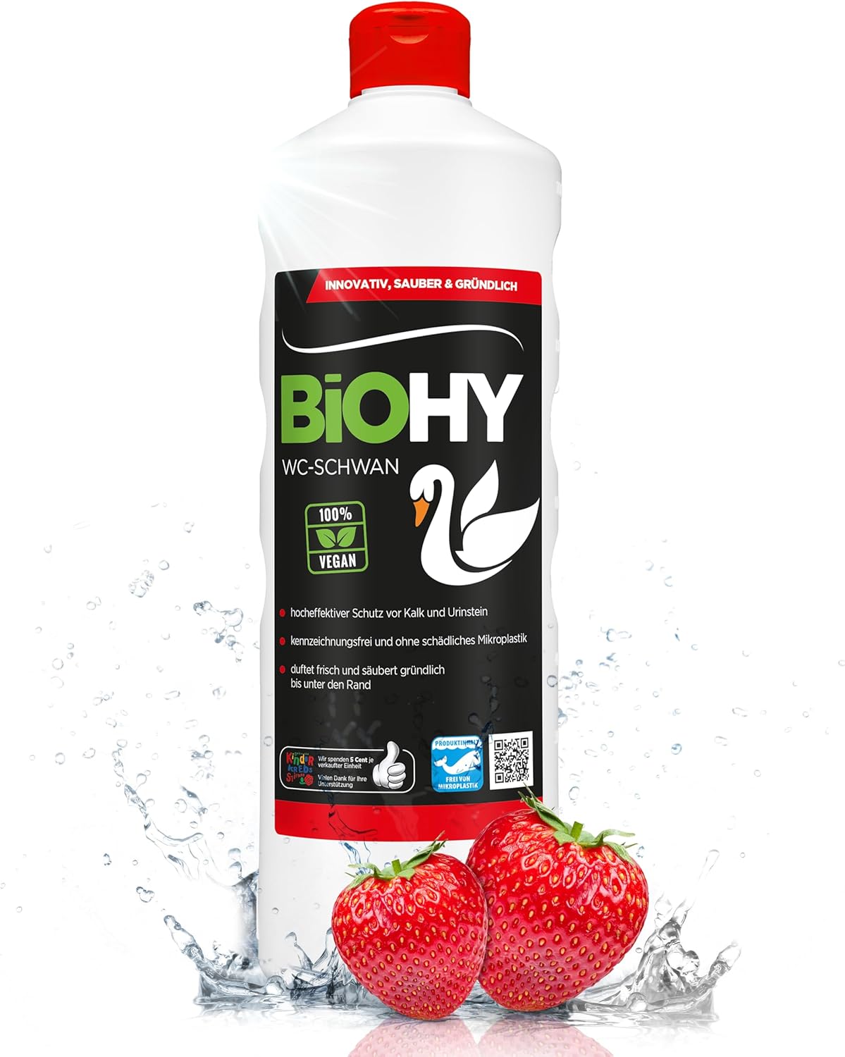 BiOHY WC Cisne (1 botella de 1 litro) | Gloss Power Gel para una limpieza higiénica hasta el borde, con un agradable y duradero aroma fresco (WC-Schwan)