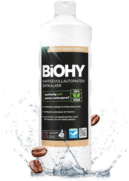 BiOHY Descalcificador de cafetera (1 botella de 1 litro) | Ideal para descalcificar todas las cafeteras y máquinas de espresso | Apto para todas las marcas conocidas (Kaffee Entkalker)