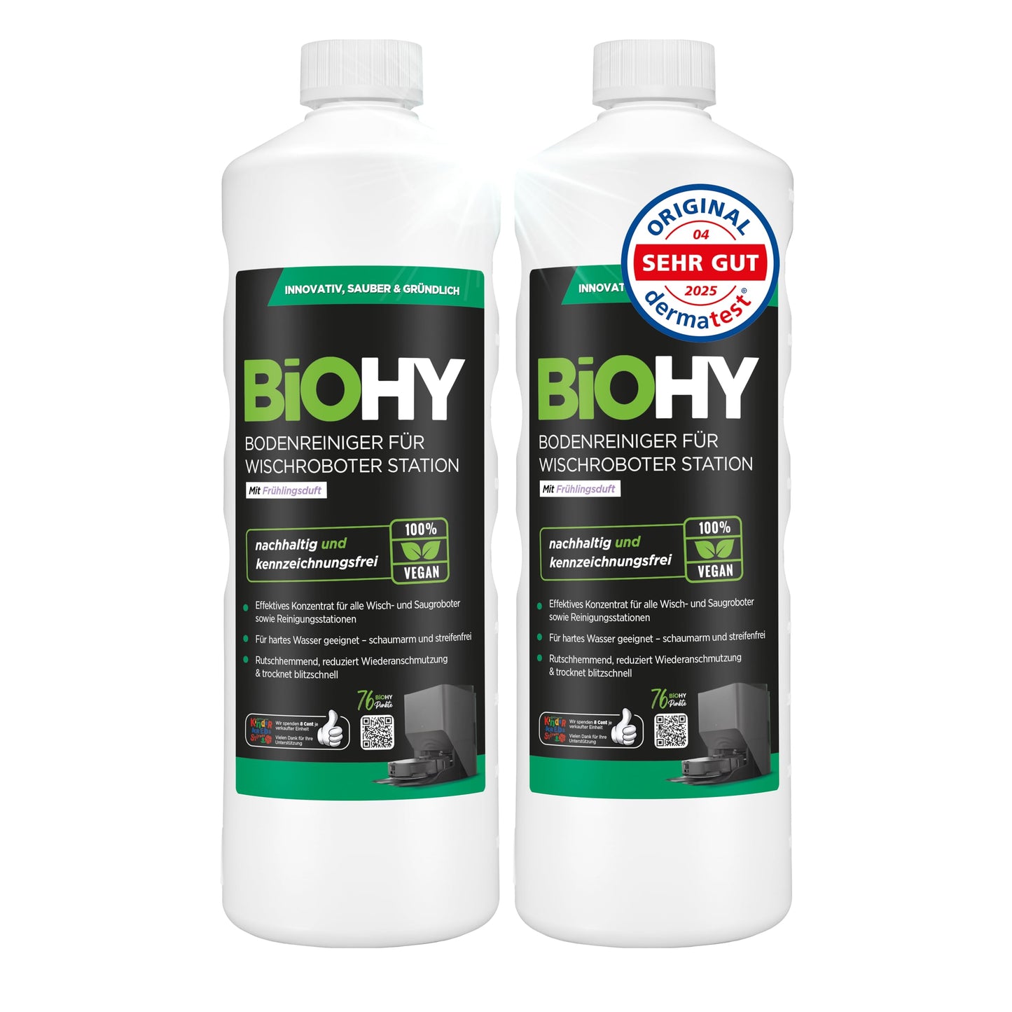 BiOHY Limpiador de suelos para todos los robots con aroma a naranja (500 ml) | Detergente concentrado para todos los robots limpiadores y aspiradores con función húmeda | Sin espuma y sin rayas | Para