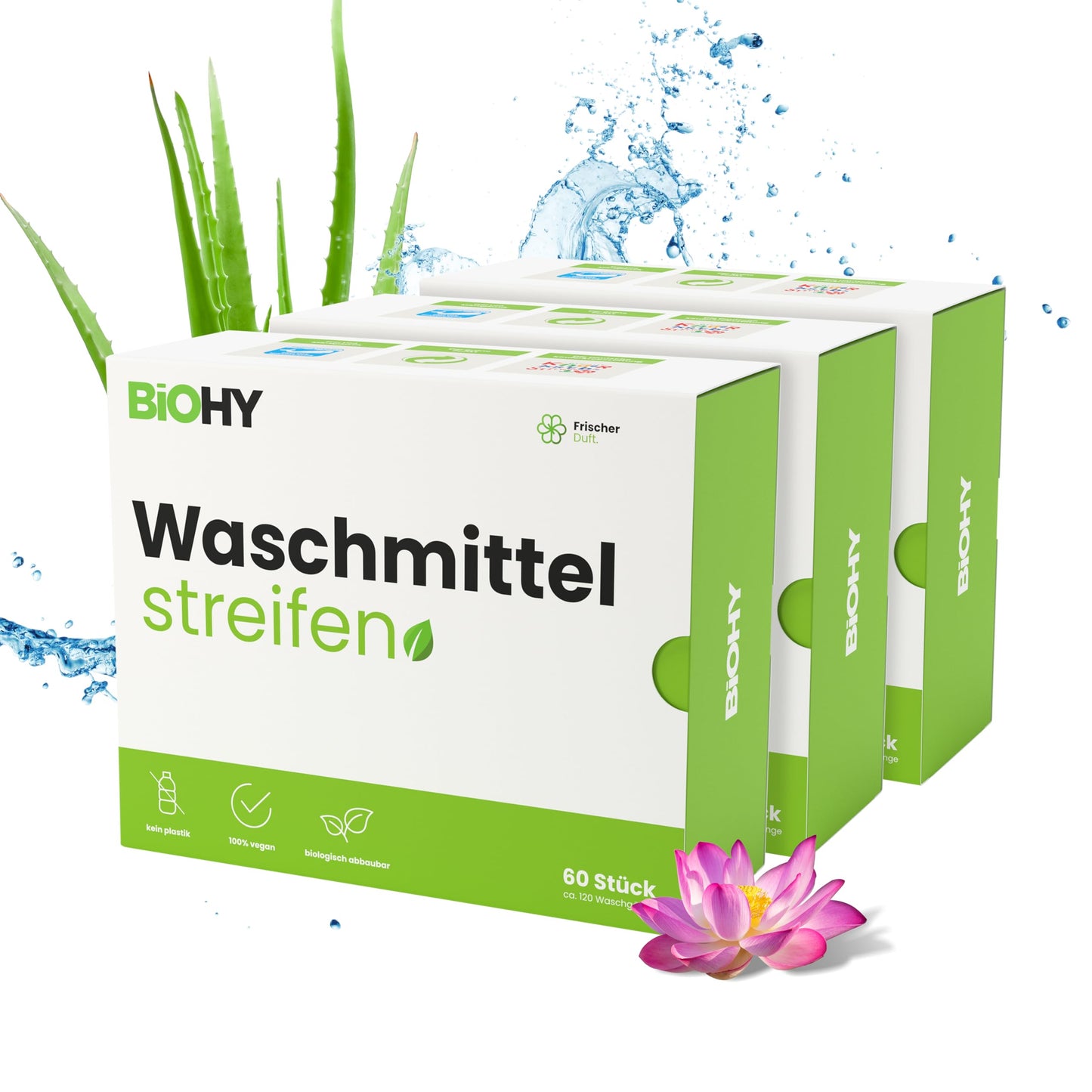 BiOHY Hojas de detergente (1 x 60 piezas) | Detergente de viaje sostenible UNIVERSAL sin plástico | Papel de lavado 100% biodegradable | Tiras de detergente hidrosoluble para lavadora (Wasch Blätter)