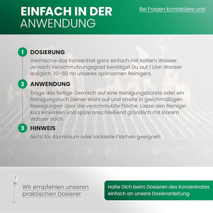BiOHY Limpiador de parrillas (2 botellas de 1 litro) | limpiador para barbacoa de carbón vegetal, gas y eléctrica | espuma activa contra la grasa quemada y el aceite (Grillreiniger)