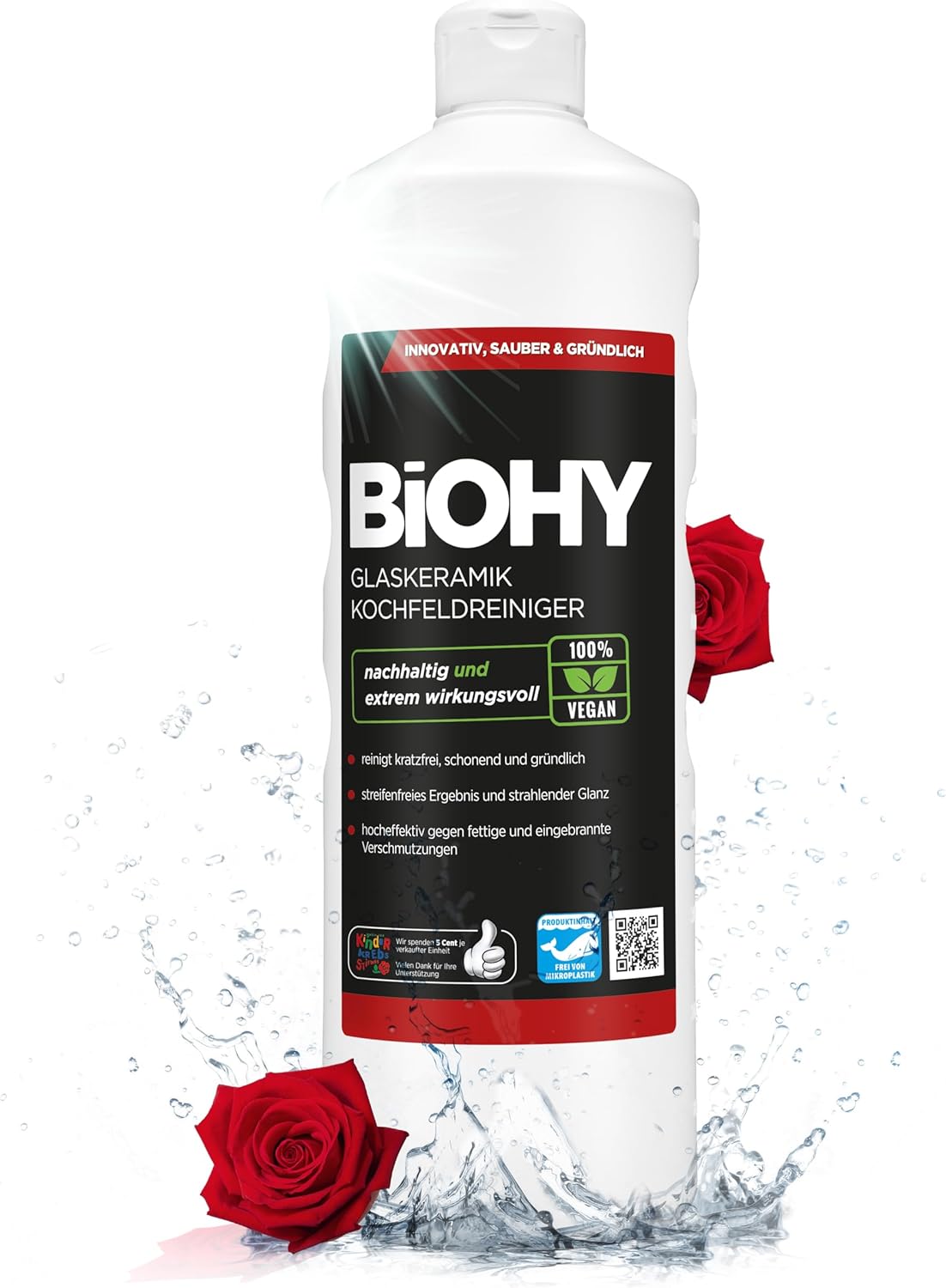 BiOHY Limpiador de vitrocerámica (1 botella de 1 litro) | Cocina radiantemente limpia, para electrodomésticos - brillo sin rayas (Kochfeldreiniger)