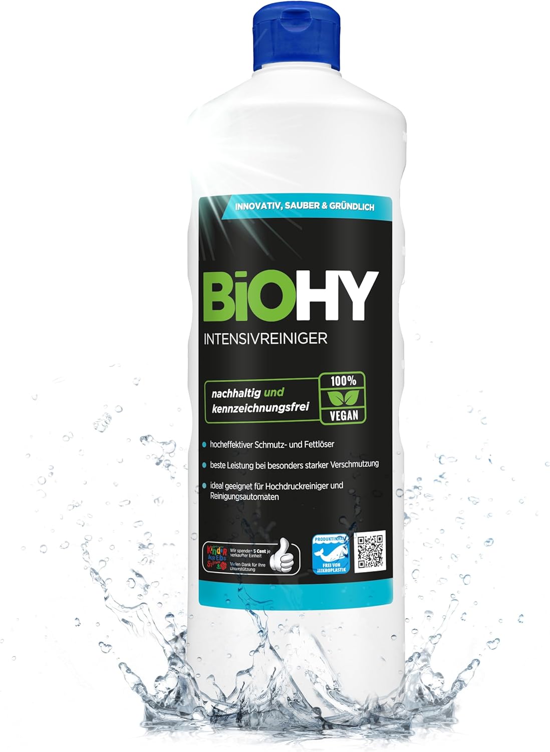 BiOHY Limpiador intensivo (1 botella de 1 litro) | Limpiador industrial de alto rendimiento | Limpiador básico ideal para limpiadores de alta presión (Intensivreiniger)