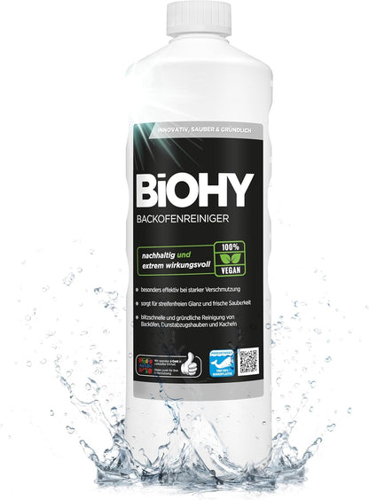 BiOHY Limpiador de horno (1 botella de 1 litro) | Limpiador de parrilla, removedor de grasa para una limpieza fácil y rápida del horno, sin necesidad de fregar (Backofenreiniger)