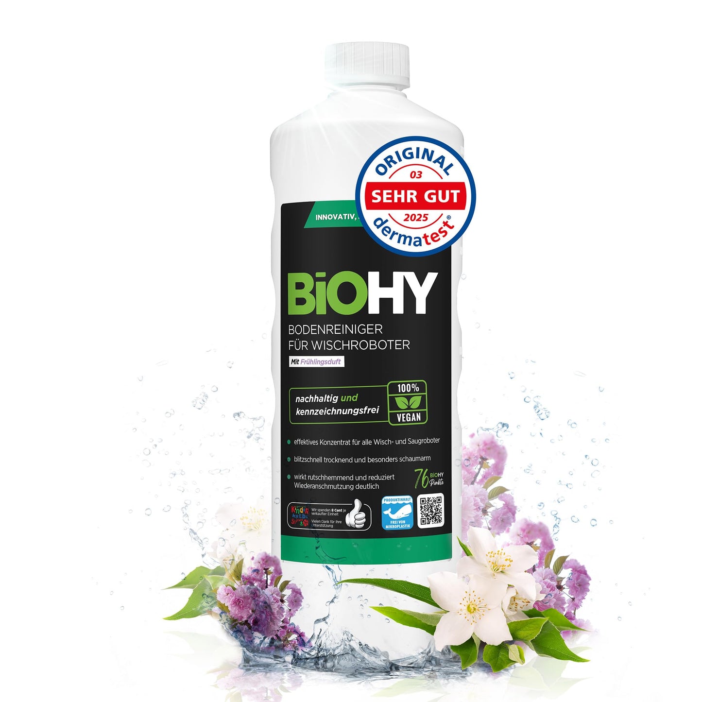 BiOHY Limpiador de suelos para todos los robots con aroma a naranja (500 ml) | Detergente concentrado para todos los robots limpiadores y aspiradores con función húmeda | Sin espuma y sin rayas | Para