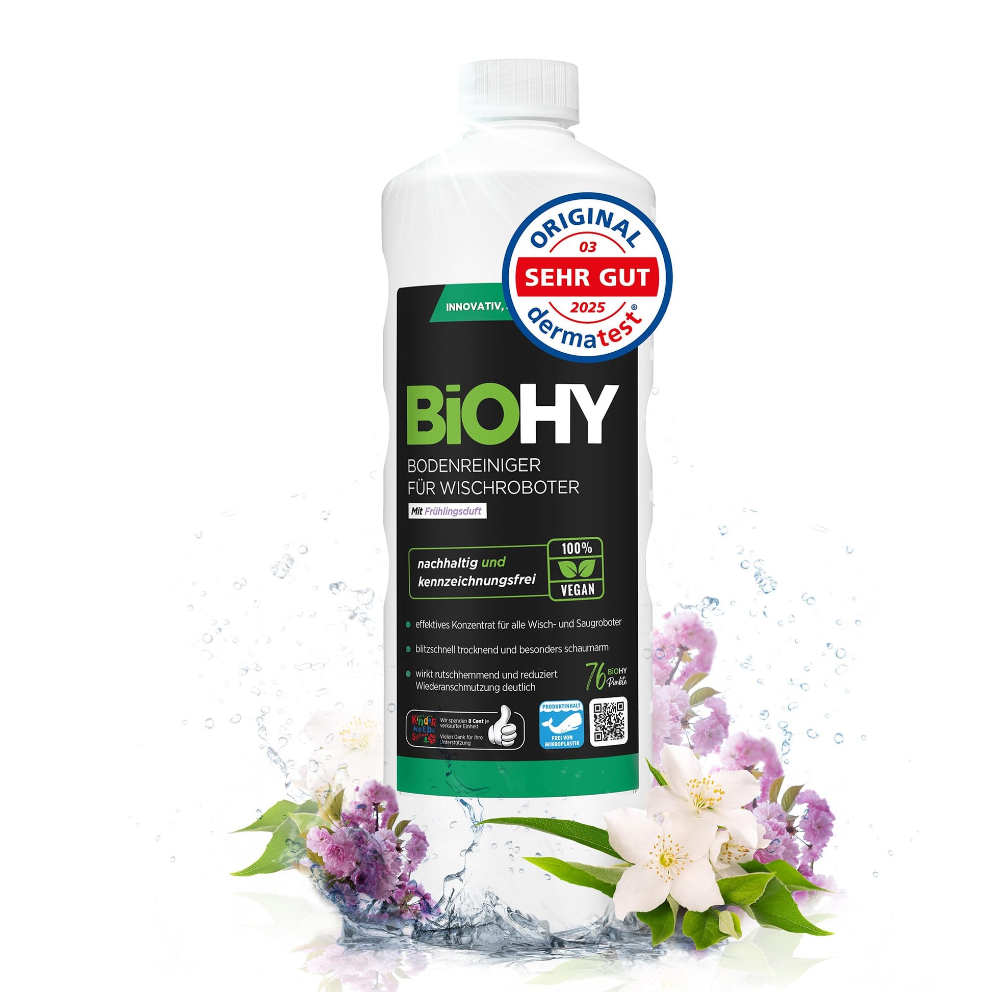 BiOHY Limpiador de suelos para todos los robots con aroma a naranja (500 ml) | Detergente concentrado para todos los robots limpiadores y aspiradores con función húmeda | Sin espuma y sin rayas | Para