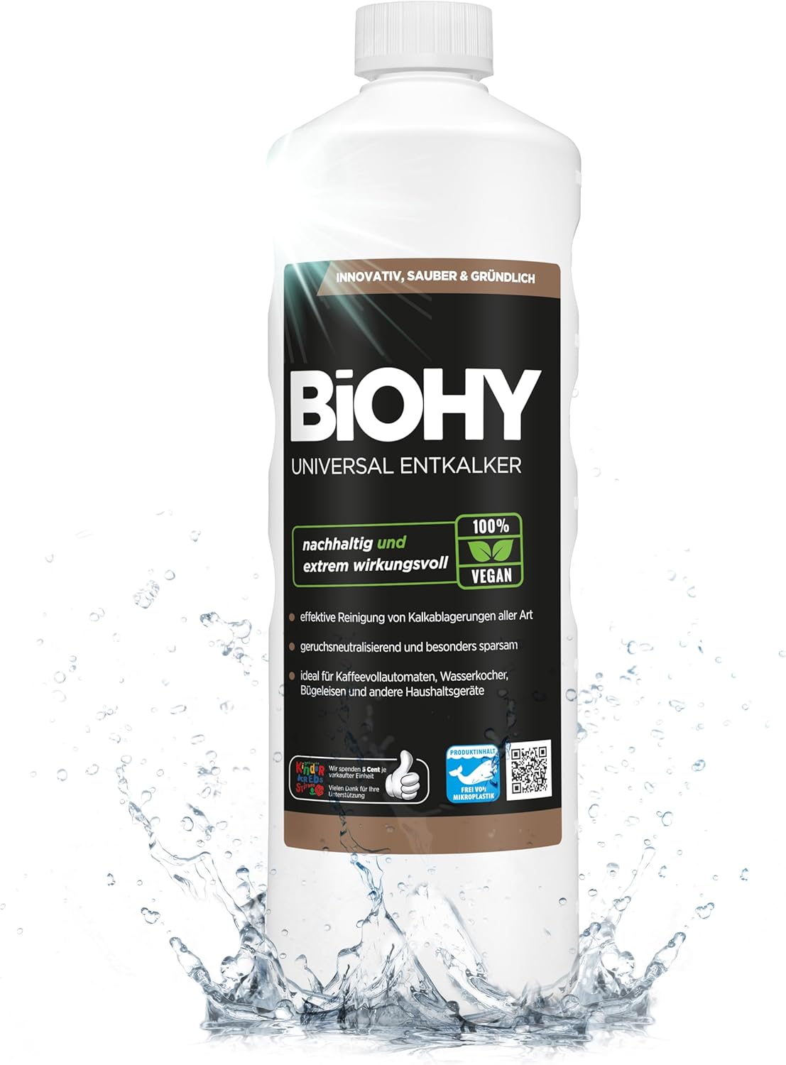BiOHY Descalcificador universal (1 botella de 1 litro) | Universeel concentraat voor alle huishoudelijke apparaten | Compatibel met alle koffiemachines en espressomachines (Entkalker)