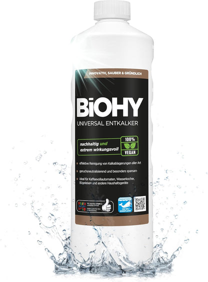 BiOHY Descalcificador universal (1 botella de 1 litro) | Universeel concentraat voor alle huishoudelijke apparaten | Compatibel met alle koffiemachines en espressomachines (Entkalker)