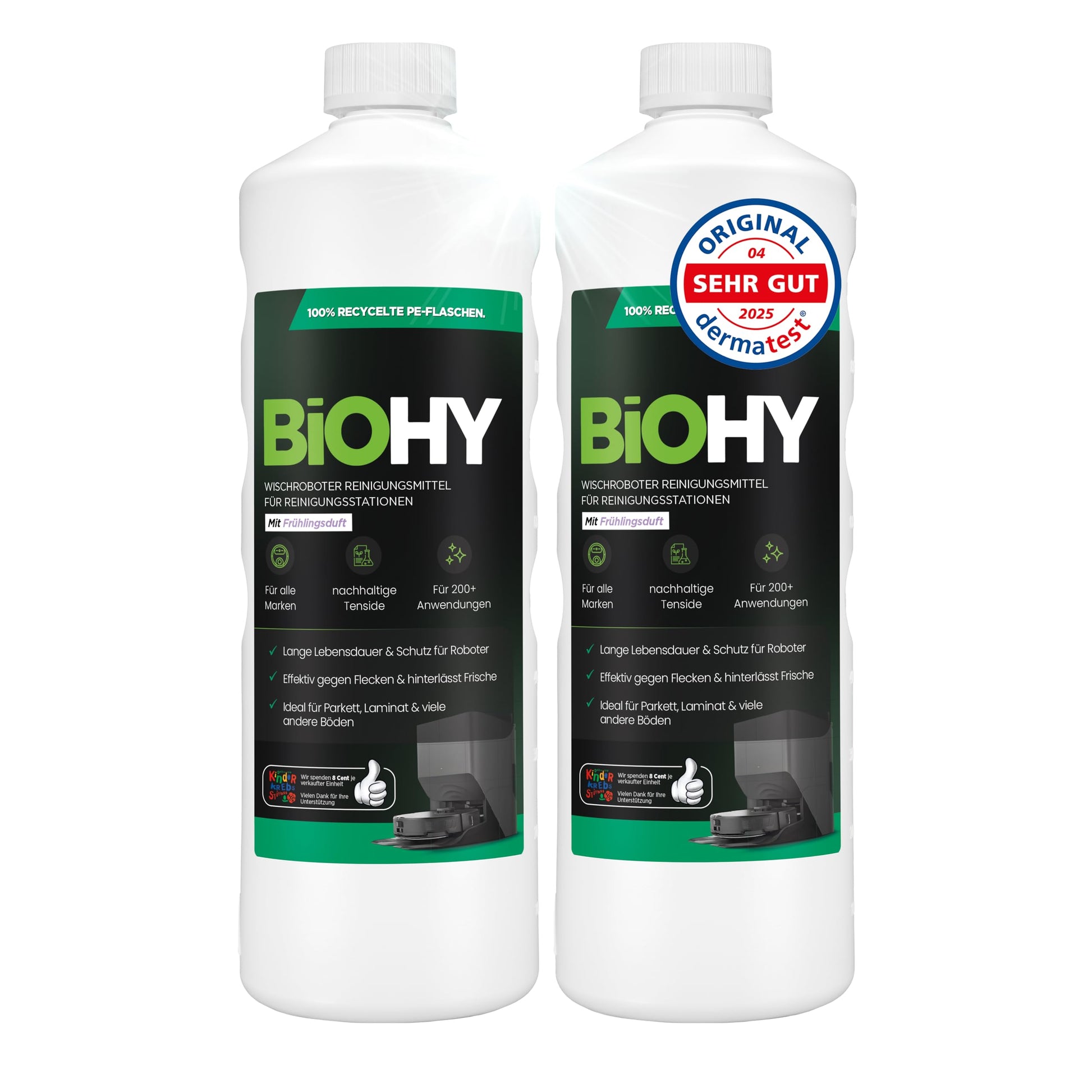 BiOHY Limpiador de suelos para todos los robots con aroma a naranja (500 ml) | Detergente concentrado para todos los robots limpiadores y aspiradores con función húmeda | Sin espuma y sin rayas | Para