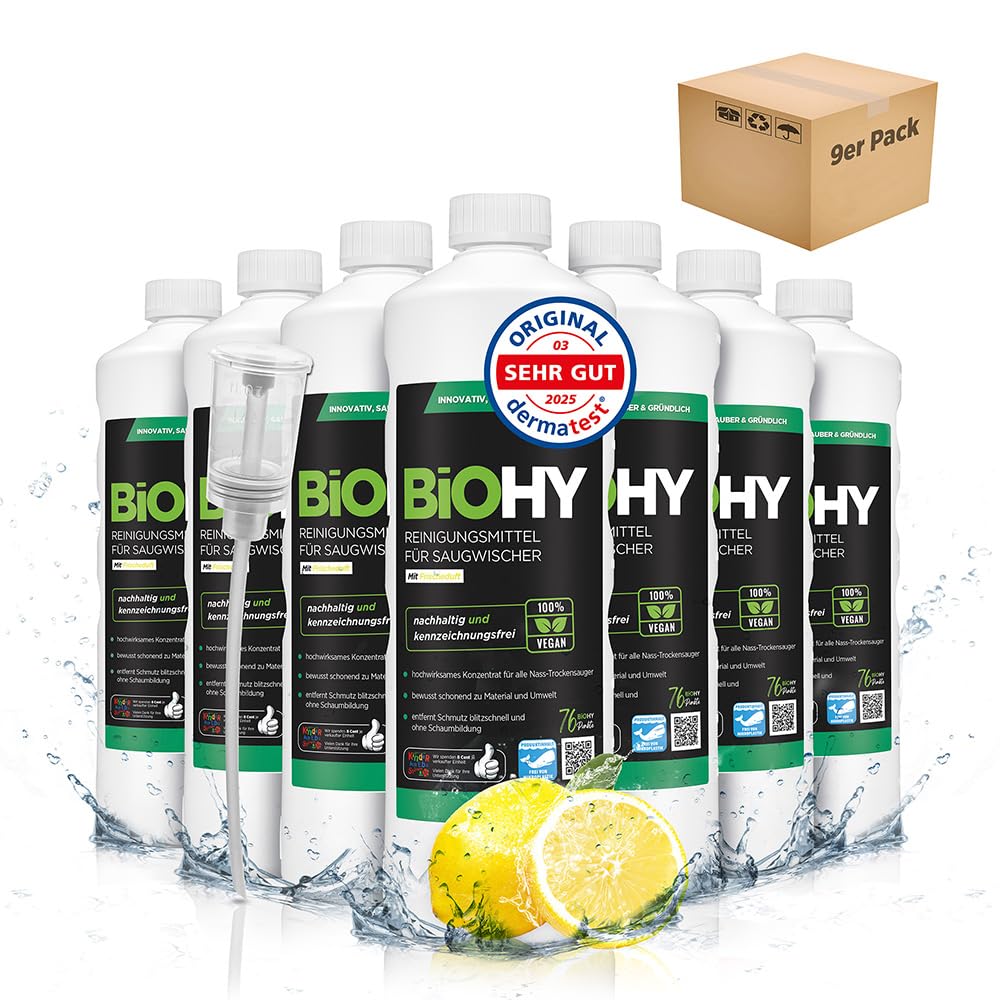 BiOHY Limpiador de suelos para todos los robots con aroma a naranja (500 ml) | Detergente concentrado para todos los robots limpiadores y aspiradores con función húmeda | Sin espuma y sin rayas | Para