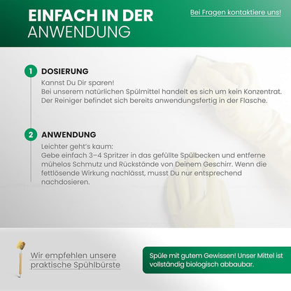 BiOHY Lavavajillas a mano (3 botellas de 1 litro) | Libre de fosfatos | libre de químicos dañinos y biodegradables | Adecuado para la restauración y el hogar (Spülmittel)