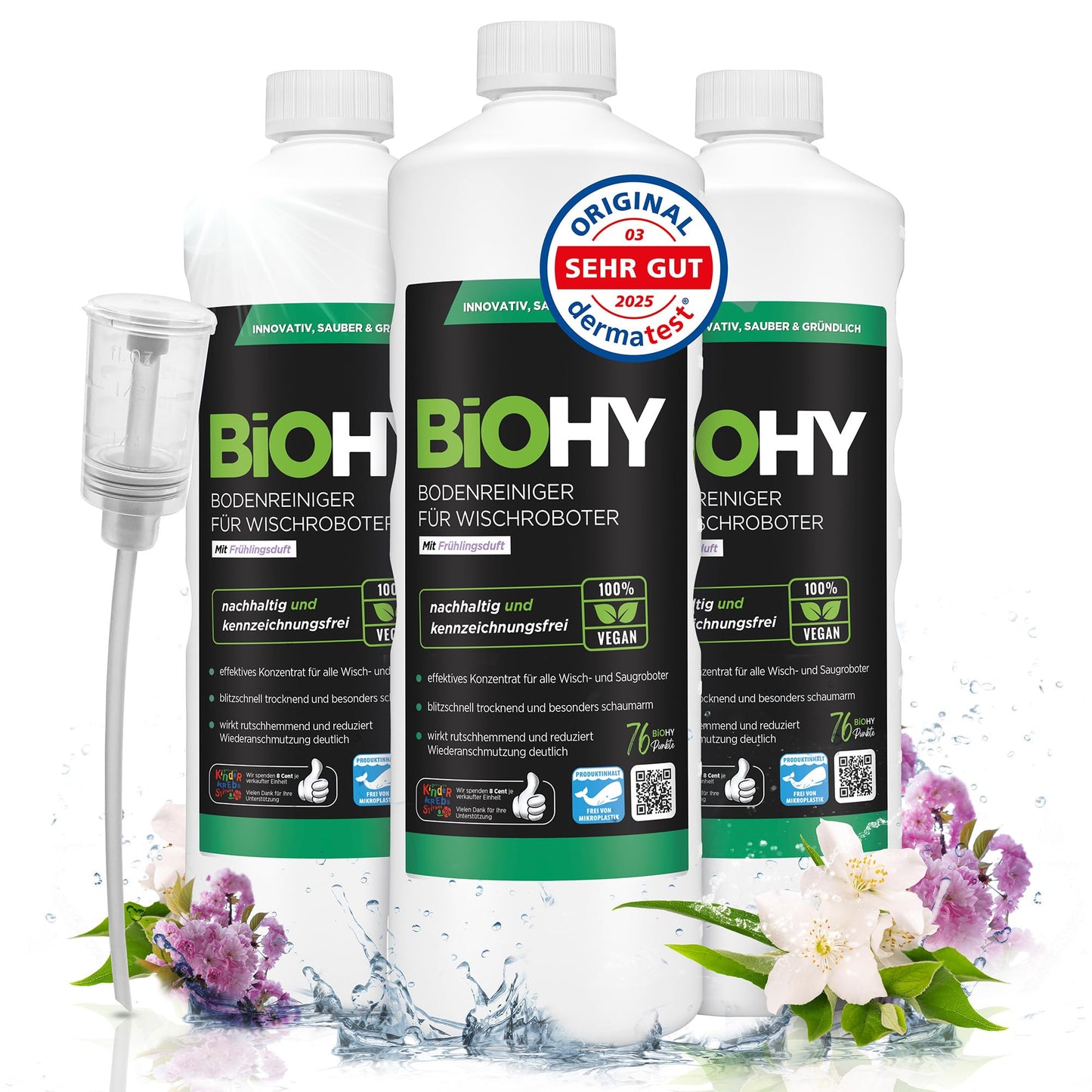BiOHY Limpiador de suelos para todos los robots con aroma a naranja (500 ml) | Detergente concentrado para todos los robots limpiadores y aspiradores con función húmeda | Sin espuma y sin rayas | Para