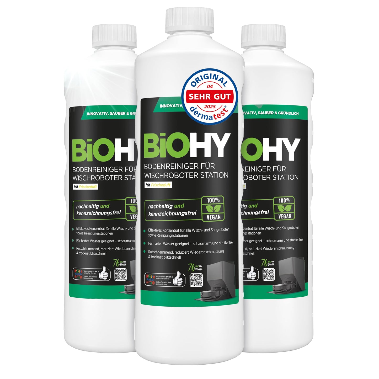 BiOHY Limpiador de suelos para todos los robots con aroma a naranja (500 ml) | Detergente concentrado para todos los robots limpiadores y aspiradores con función húmeda | Sin espuma y sin rayas | Para