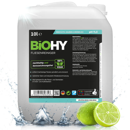 BiOHY Limpiador de azulejos (1 botella de 1 litro) | especialmente desarrollado para suelos de piedra y baldosas, deja una capa de brillo repelente a la suciedad (Fliesenreiniger)