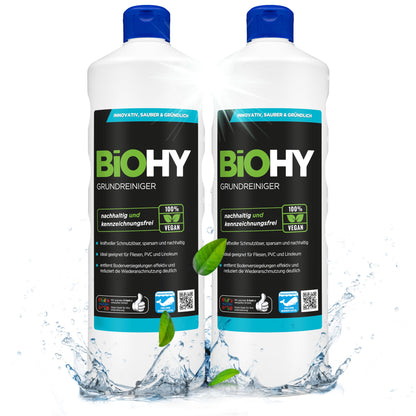 BiOHY Limpiador básico (1 botella de 1 litro) | contra la suciedad persistente | limpia todas las superficies resistentes al agua y al ácido | poderoso concentrado (Grundreiniger)