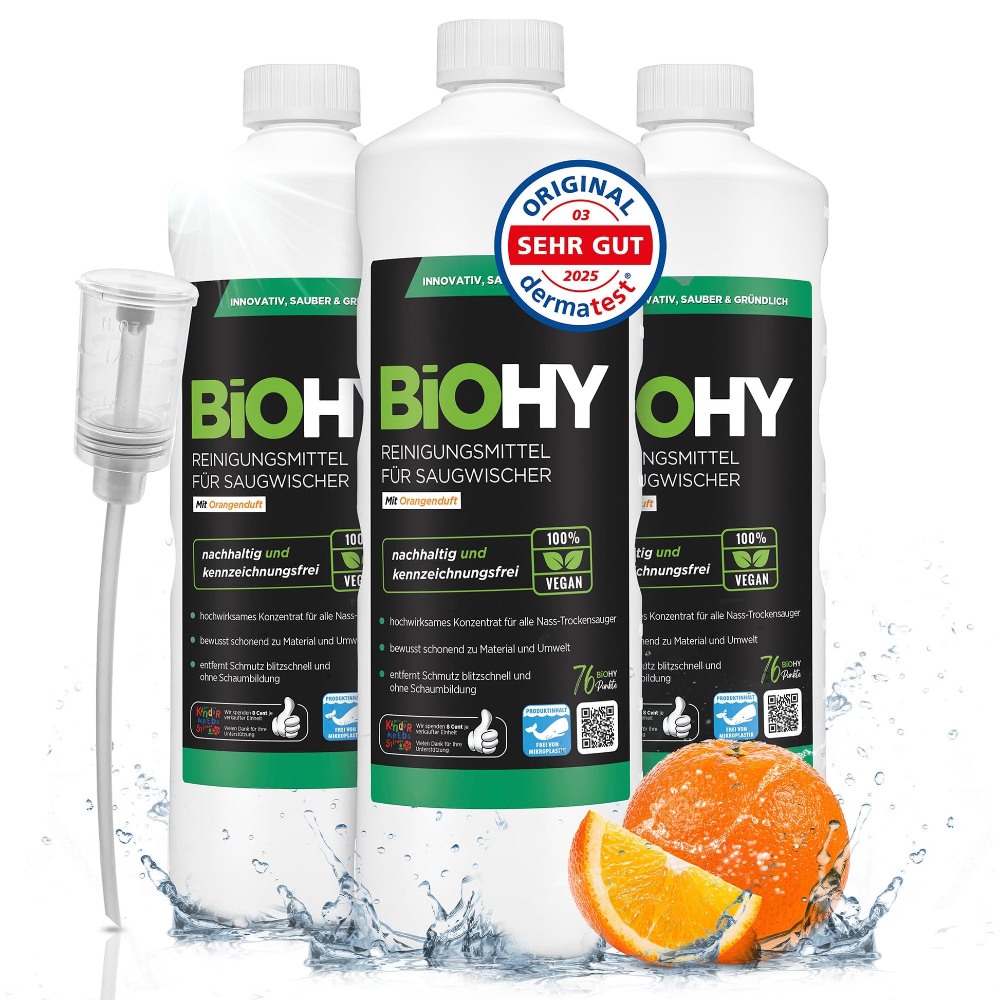 BiOHY Limpiador de suelos para todos los robots con aroma a naranja (500 ml) | Detergente concentrado para todos los robots limpiadores y aspiradores con función húmeda | Sin espuma y sin rayas | Para