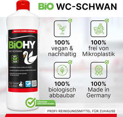 BiOHY WC Cisne (1 botella de 1 litro) | Gloss Power Gel para una limpieza higiénica hasta el borde, con un agradable y duradero aroma fresco (WC-Schwan)