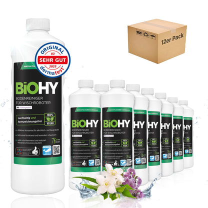 BiOHY Limpiador de suelos para todos los robots con aroma a naranja (500 ml) | Detergente concentrado para todos los robots limpiadores y aspiradores con función húmeda | Sin espuma y sin rayas | Para