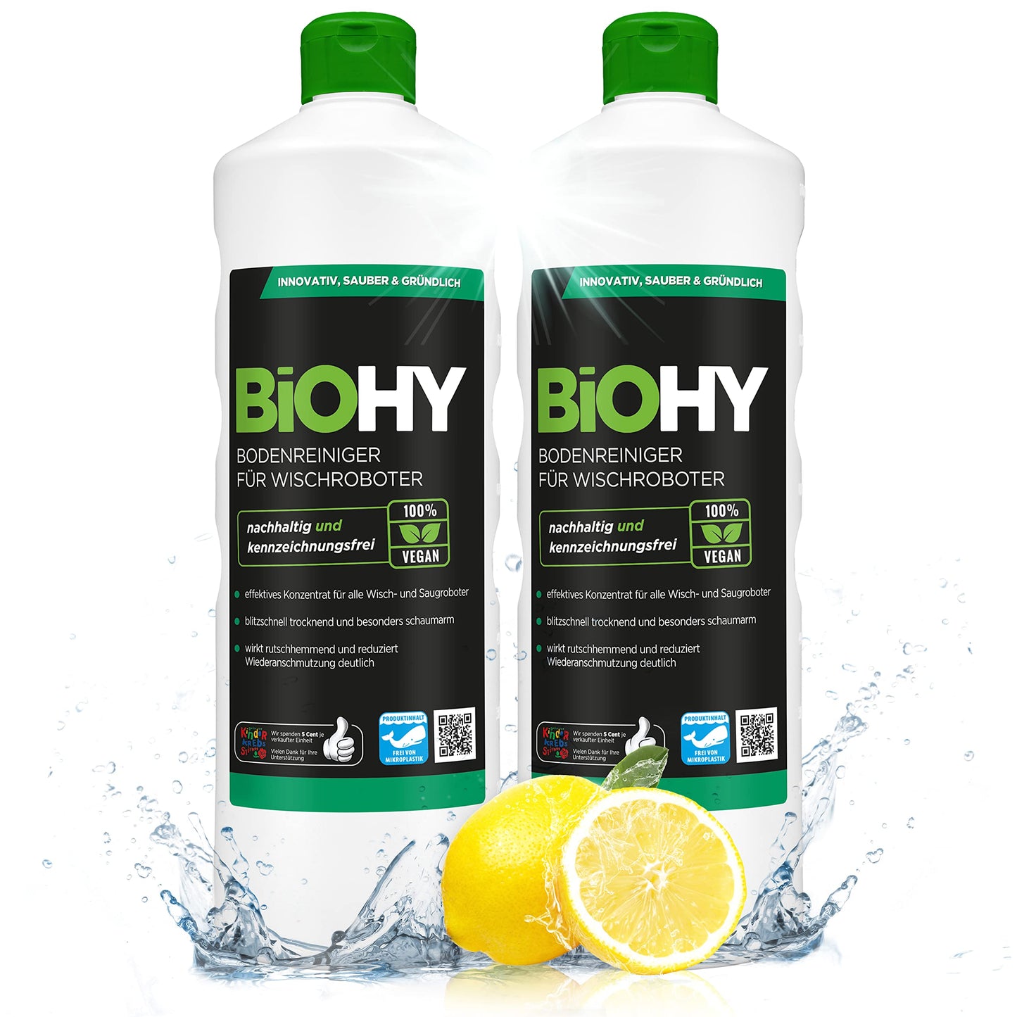 BiOHY Limpiador de suelos para todos los robots con aroma a naranja (500 ml) | Detergente concentrado para todos los robots limpiadores y aspiradores con función húmeda | Sin espuma y sin rayas | Para