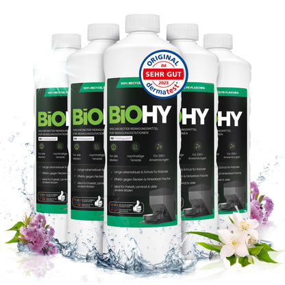 BiOHY Limpiador de suelos para todos los robots con aroma a naranja (500 ml) | Detergente concentrado para todos los robots limpiadores y aspiradores con función húmeda | Sin espuma y sin rayas | Para