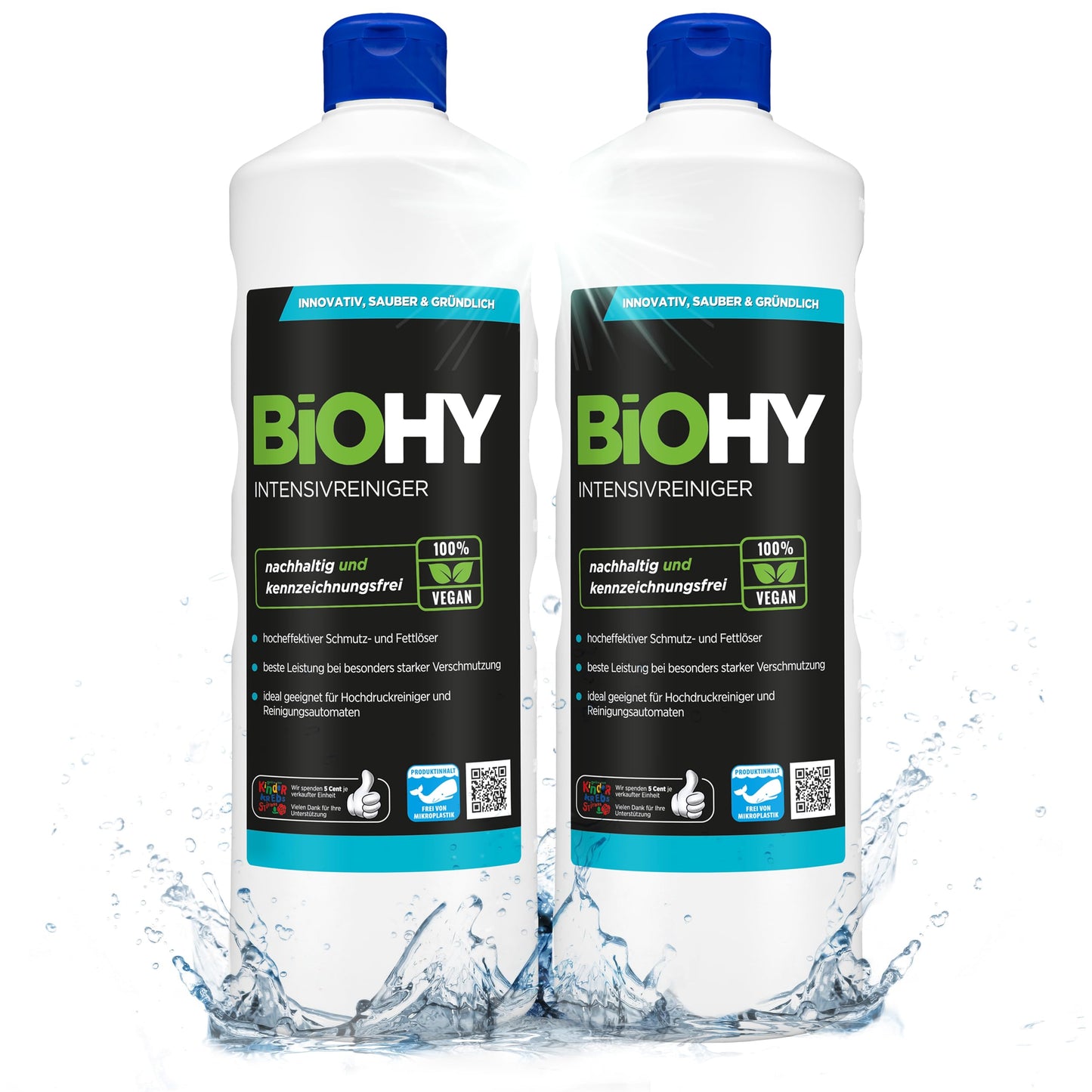 BiOHY Limpiador intensivo (1 botella de 1 litro) | Limpiador industrial de alto rendimiento | Limpiador básico ideal para limpiadores de alta presión (Intensivreiniger)
