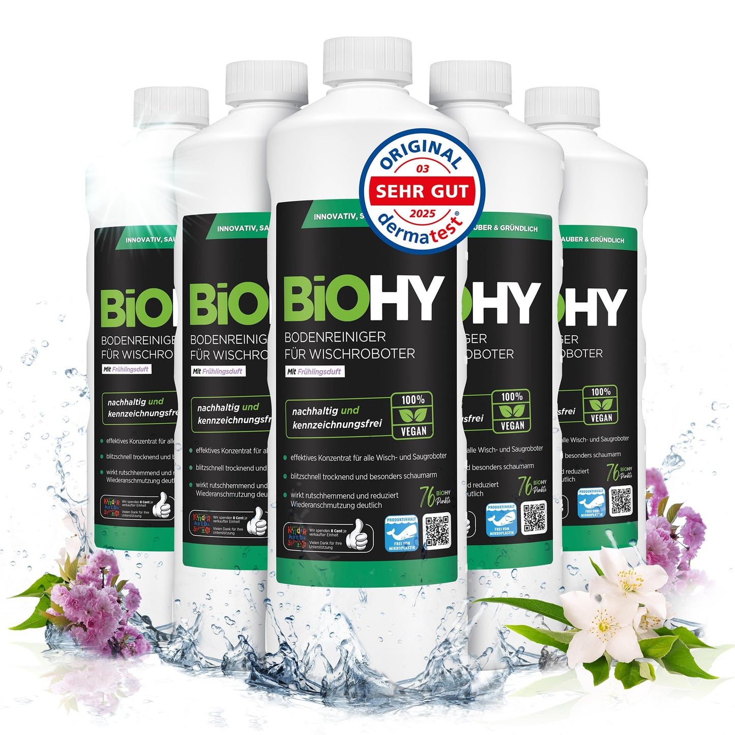 BiOHY Limpiador de suelos para todos los robots con aroma a naranja (500 ml) | Detergente concentrado para todos los robots limpiadores y aspiradores con función húmeda | Sin espuma y sin rayas | Para