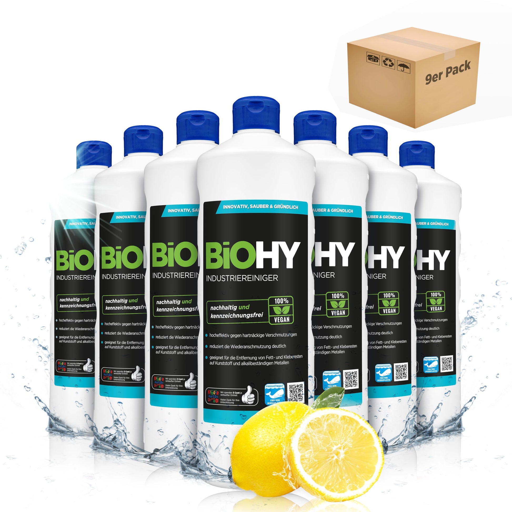 BiOHY Limpiador industrial (1 botella de 1 litro) | limpiador de talleres | contra grasas y aceites | ideal para metal, plástico, vidrio, herramientas sin espuma y estrías (Industriereiniger)