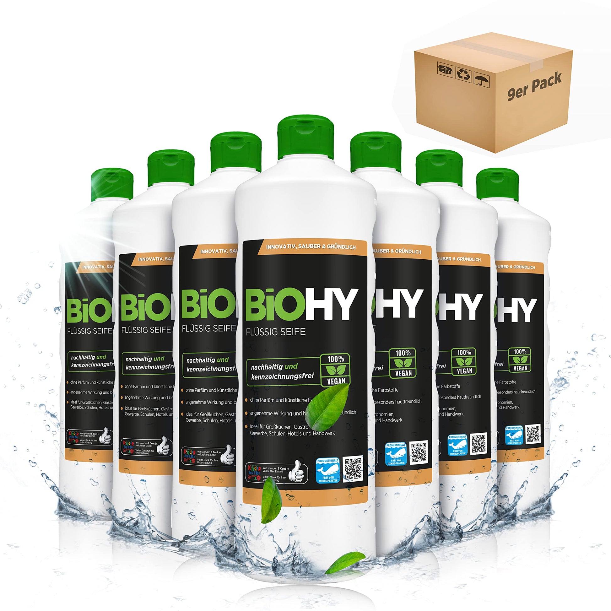 BiOHY Jabón líquido (1 botella de 1 litro) | Jabón de manos líquido, hidratante y respetuoso con la piel | LIBRE DE FOSFATOS | apropiado para la cara | higiene sin olor (Flüssig Seife)