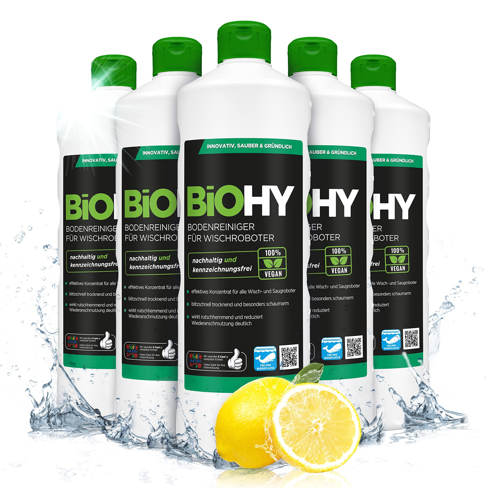BiOHY Limpiador de suelos para todos los robots con aroma a naranja (500 ml) | Detergente concentrado para todos los robots limpiadores y aspiradores con función húmeda | Sin espuma y sin rayas | Para