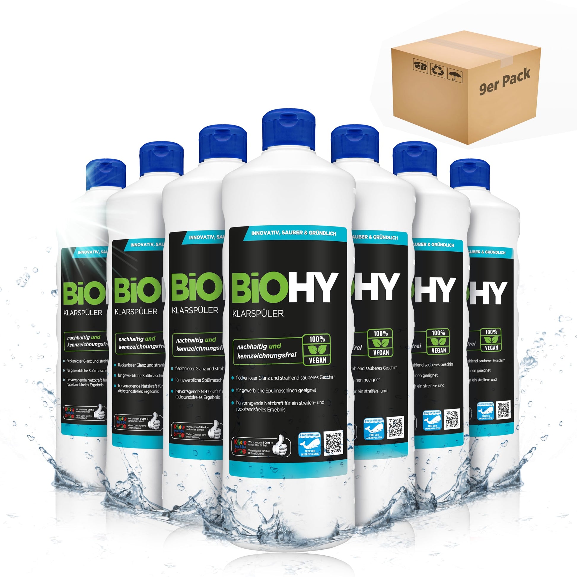 BiOHY Abrillantador (1 botella de 1 litro) | Apto para todos los lavavajillas | para un brillo inmejorable en los vasos y platos sin manchas de agua (Klarspüler)