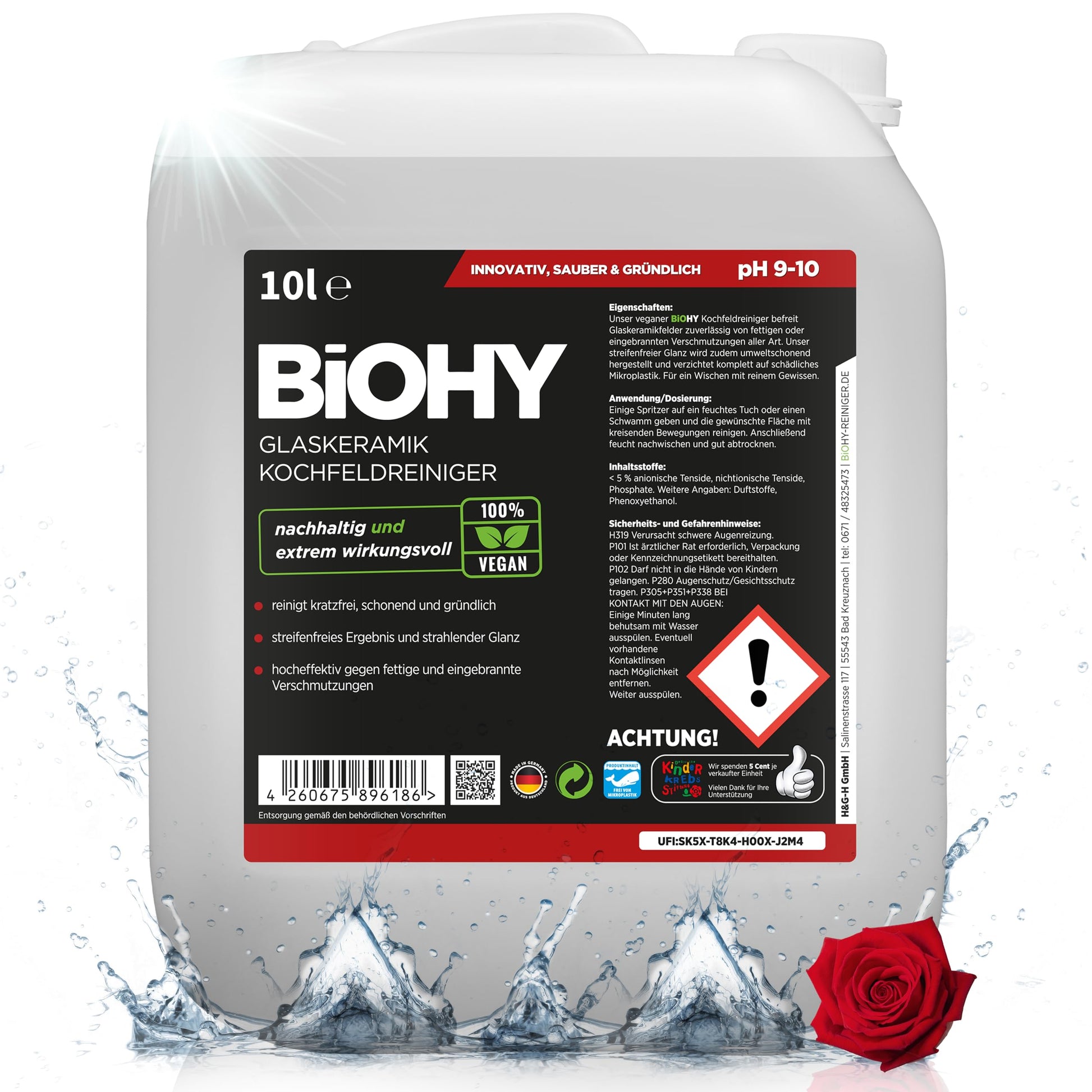 BiOHY Limpiador de vitrocerámica (1 botella de 1 litro) | Cocina radiantemente limpia, para electrodomésticos - brillo sin rayas (Kochfeldreiniger)