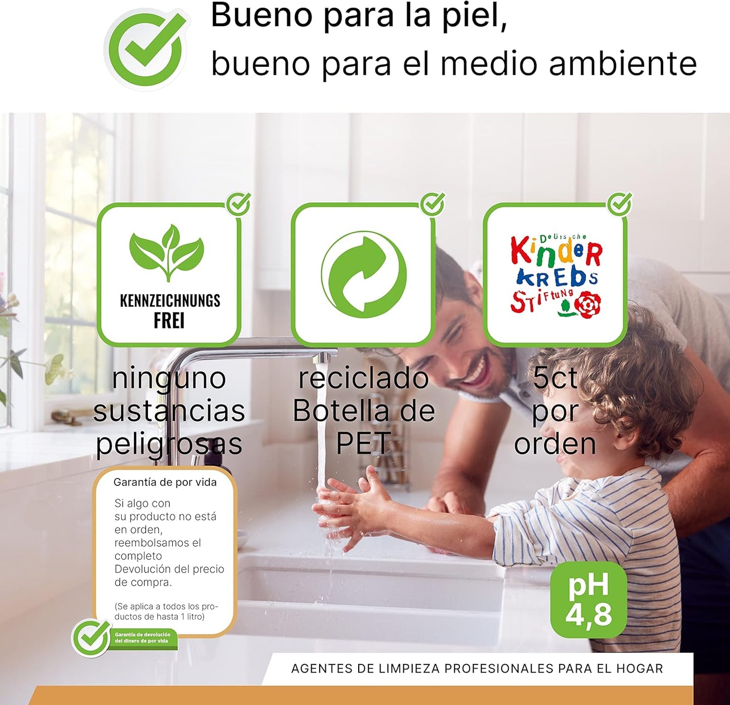 BiOHY Crema de Jabon (1 botella de 1 litro) | Suave, hidratante e inodoro jabón de manos del sector vegetal | LIBRE DE FOSFATOS Sin perfume ni colorantes (Creme Seife)