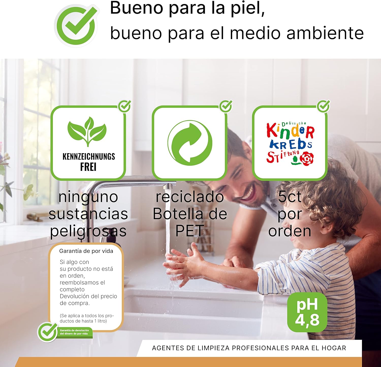 BiOHY Crema de Jabon (1 botella de 1 litro) | Suave, hidratante e inodoro jabón de manos del sector vegetal | LIBRE DE FOSFATOS Sin perfume ni colorantes (Creme Seife)