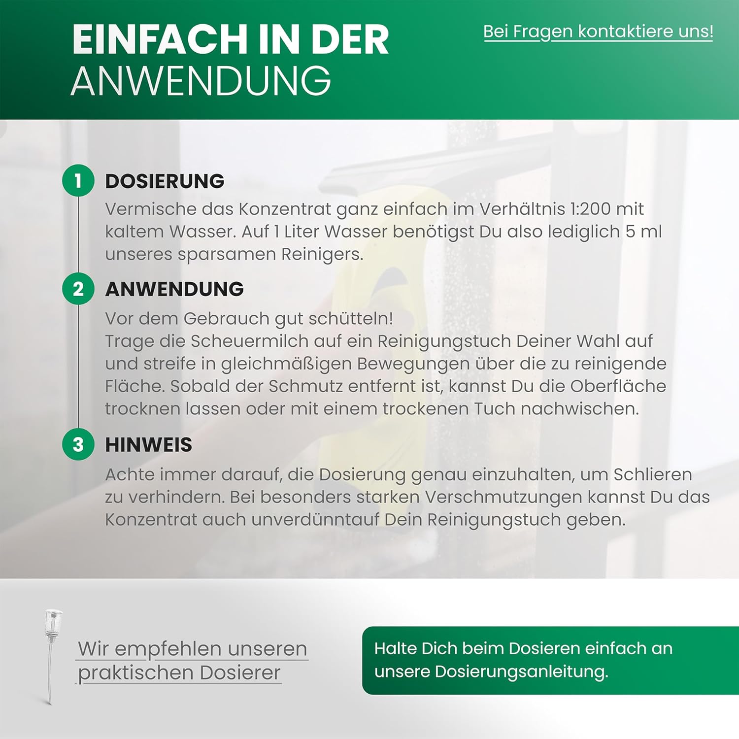 BiOHY Limpiador de vidrios para aspiradoras de ventanas (1 botella de 1 litro) | adecuado para todos los ácidos de las ventanas | brillante en todas las superficies (Fenstersauger)