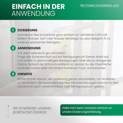 BiOHY Limpiador de vidrios para aspiradoras de ventanas (1 botella de 1 litro) | adecuado para todos los ácidos de las ventanas | brillante en todas las superficies (Fenstersauger)