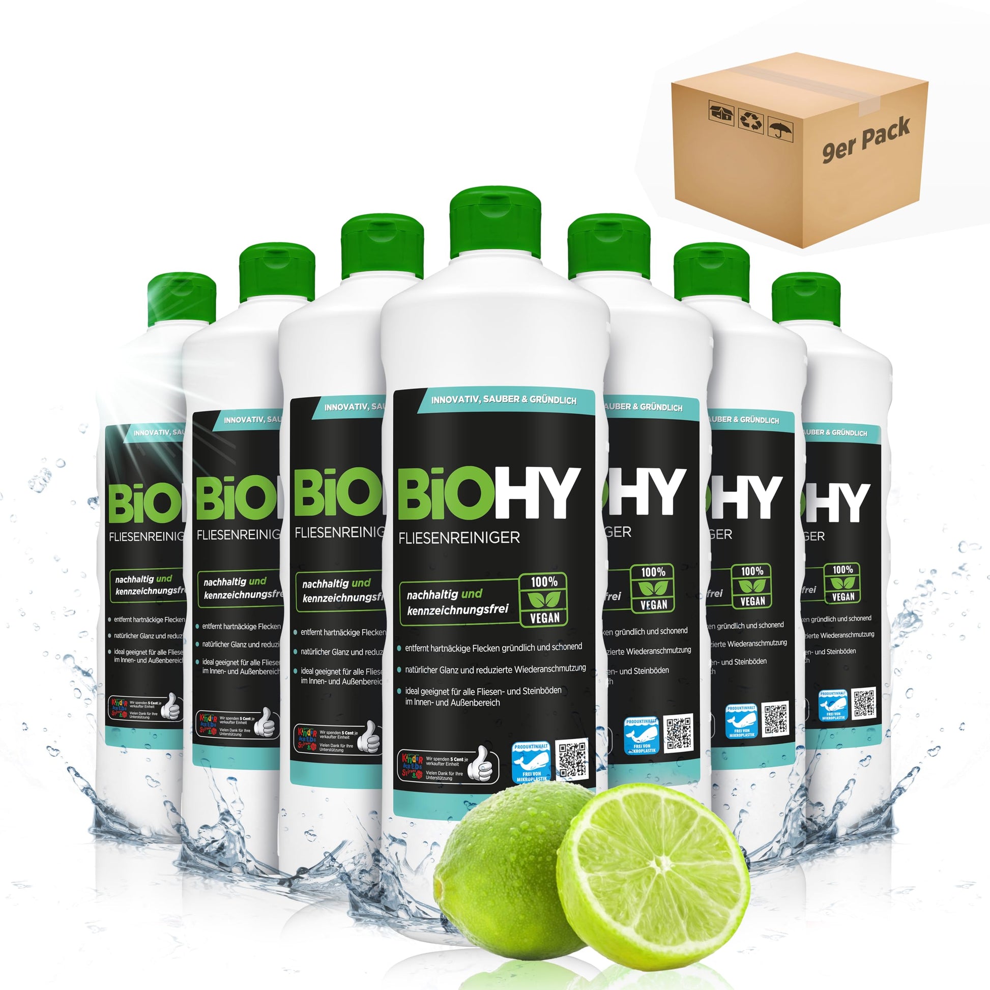 BiOHY Limpiador de azulejos (1 botella de 1 litro) | especialmente desarrollado para suelos de piedra y baldosas, deja una capa de brillo repelente a la suciedad (Fliesenreiniger)