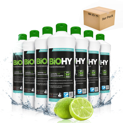 BiOHY Limpiador de azulejos (1 botella de 1 litro) | especialmente desarrollado para suelos de piedra y baldosas, deja una capa de brillo repelente a la suciedad (Fliesenreiniger)