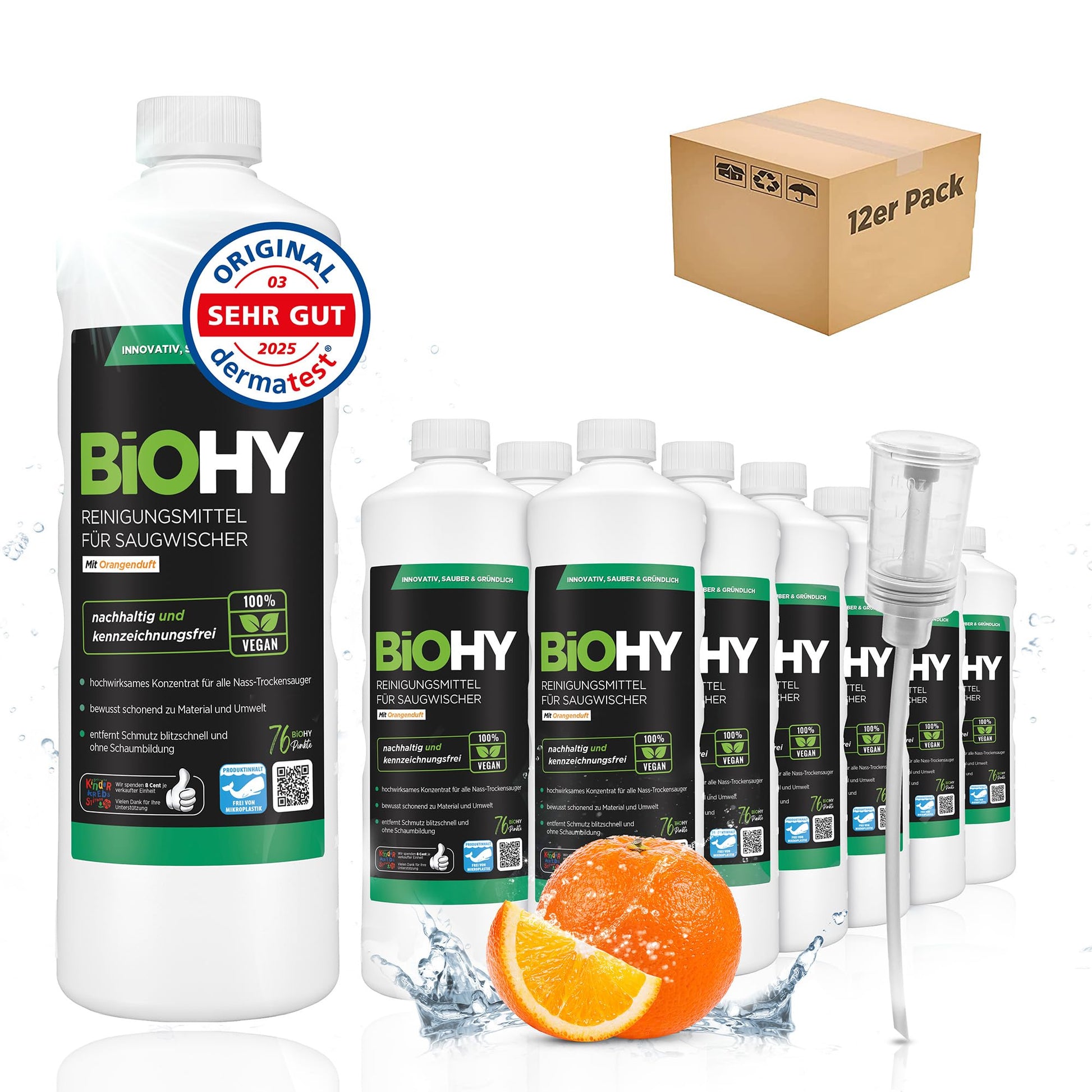 BiOHY Limpiador de suelos para todos los robots con aroma a naranja (500 ml) | Detergente concentrado para todos los robots limpiadores y aspiradores con función húmeda | Sin espuma y sin rayas | Para